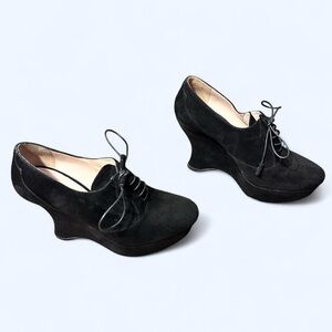 Black Prada Loafer Wedge Heel Boots!